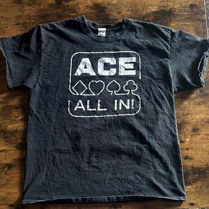 Gildan Black T-Shirt with White 'ACE ALL IN!' Graphic